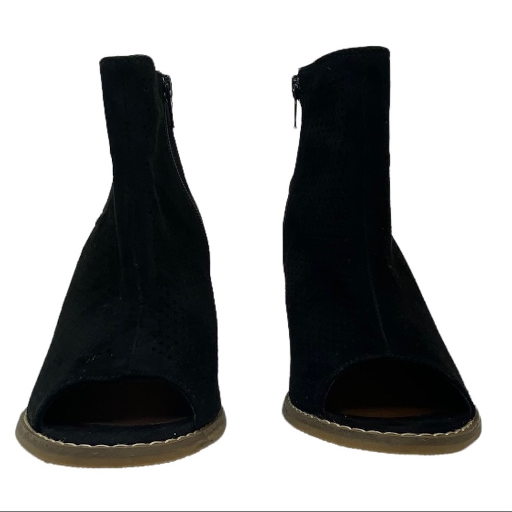 Sonoma Women’s Black Open-Toe Block Heel Perforated Bootie Size Zipper Size 8M - Picture 4 of 11